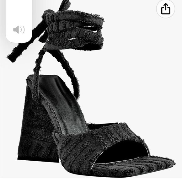 onlymaker Lace up Fashion Square Toe High Heeled Ankle Strap Chunky Mule Sandals - Picture 2 of 11